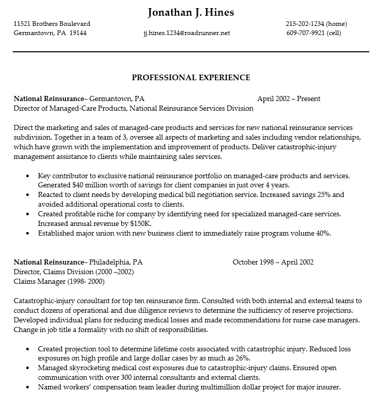 Chronological Resume Sample